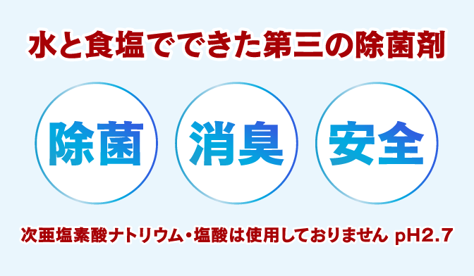 水と食塩でできた第三の除菌剤